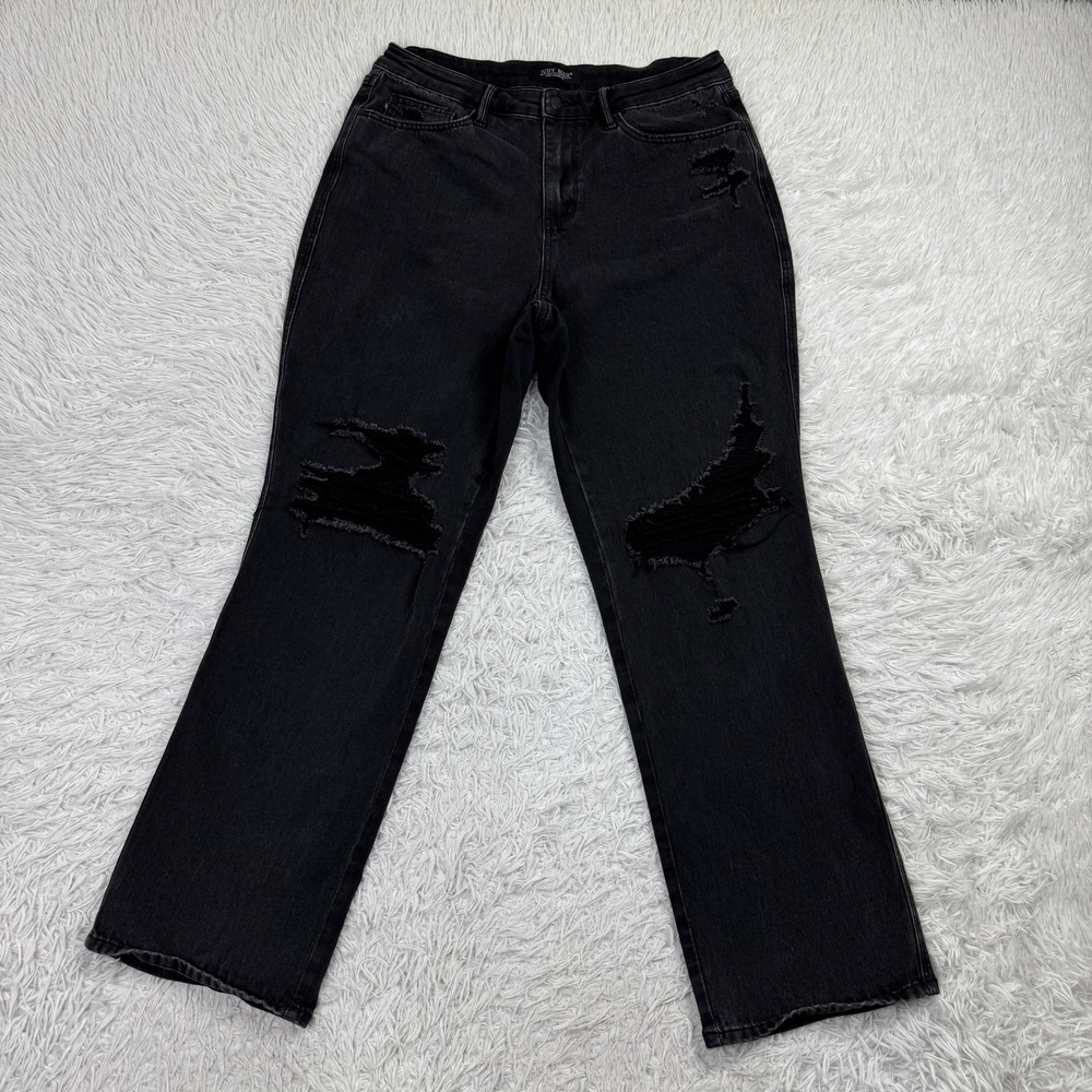 Judy Blue Pants Womens 16W Black 90s High Waisted Distressed Straight Leg Jeans
